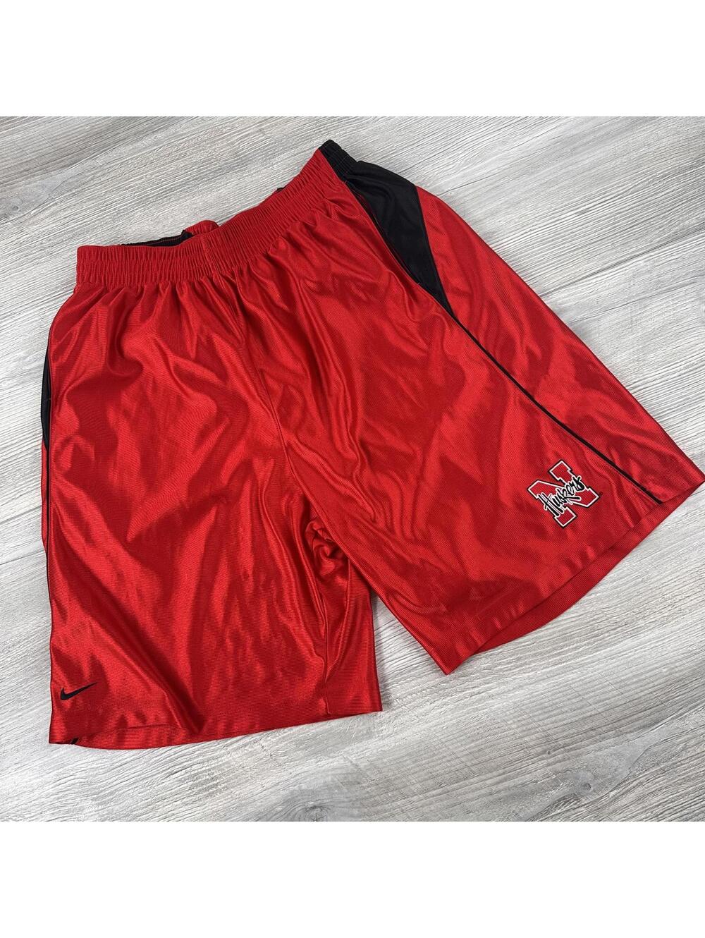 VTG Nebraska Huskers Basketball Shorts Mens Med Red Nike Team Issue Shiny Dazzle
